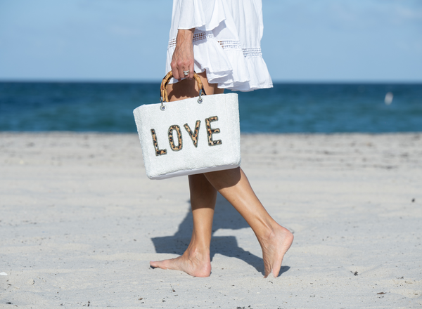 LOVE Pearl Hand-Beaded Beach Bag (India)