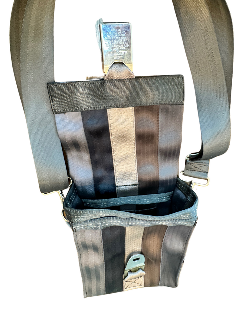 Upcycled Seatbelt Bag - Convertible Crossbody Knapsack w/Seatbelt Buckle | BLUE