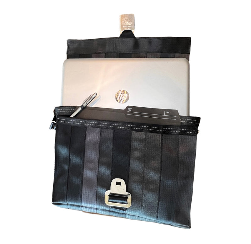 Upcycled Seatbelt Laptop Bag 13" | Black (Canada)