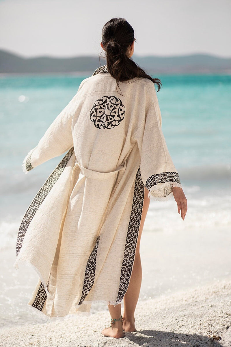 Women's "Sun Goddess" Sustainably-Made Linen Beach Kimono (Canada)