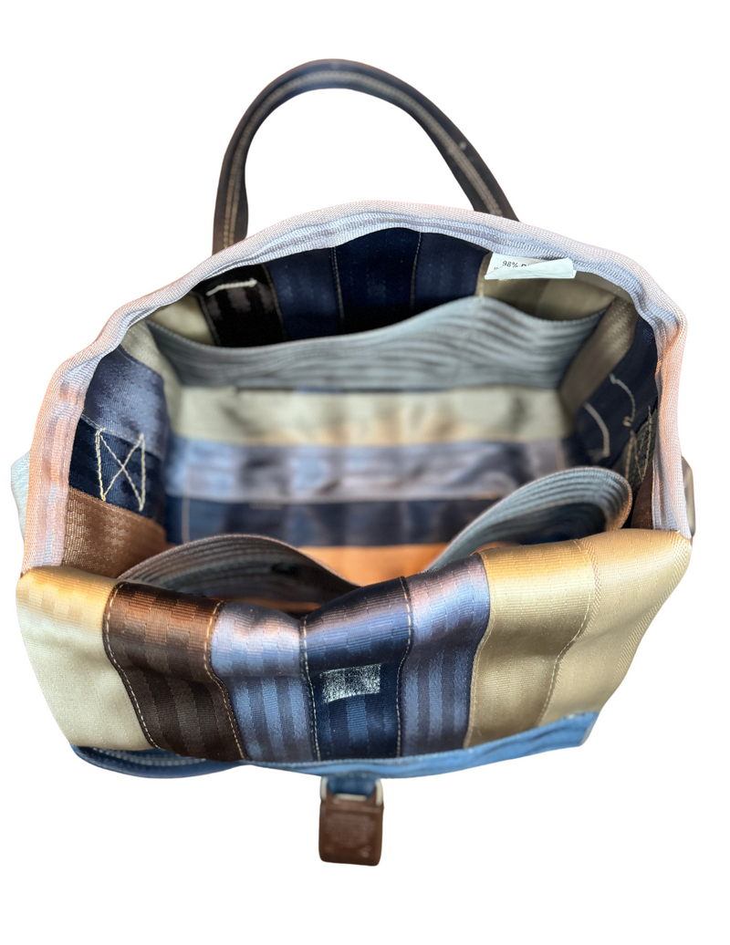 Upcycled Seatbelt Duffel Bag | Blue + Grey  (Canada)