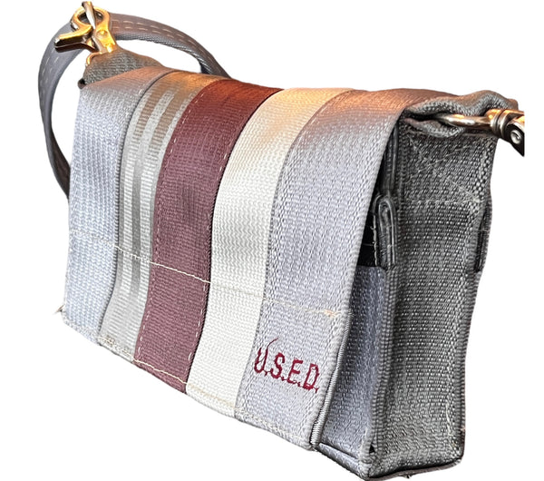 Upcycled Seatbelts Crossbody / Hip Bag | Burgundy Beige (Canada)