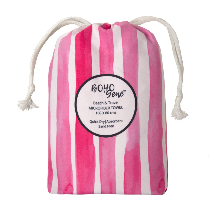 Quick Dry Beach Towel | Candy Pink Stripes (Canada)