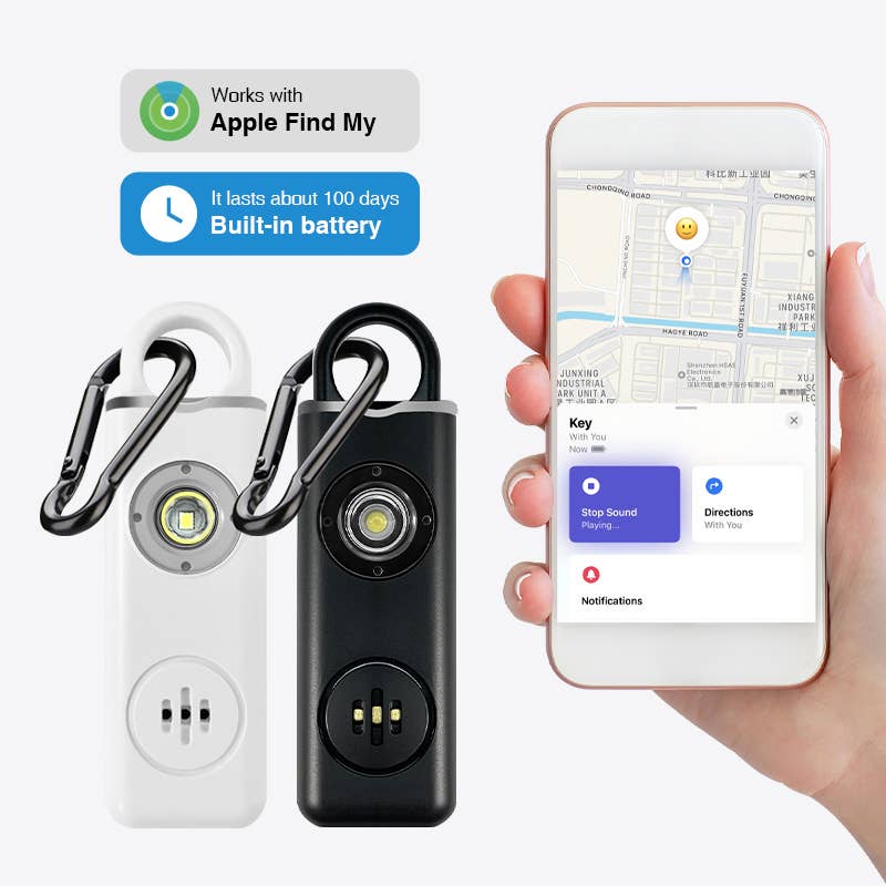 Tracking safety alarm | Apple find my | 130DB safety alarm: Black