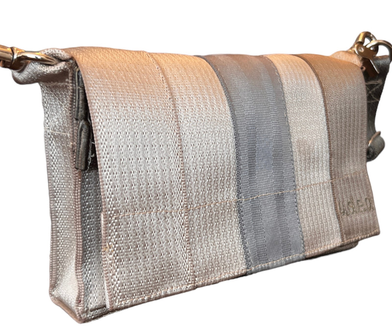 Upcycled Seatbelts Crossbody / Hip Bag | Beige Grey (Canada)