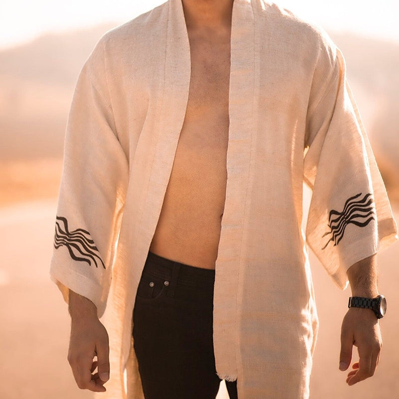 Men's "Sun God" Sustainably-Made Linen Beach Kimono (Canada)