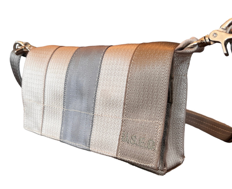 Upcycled Seatbelts Crossbody / Hip Bag | Beige Grey (Canada)