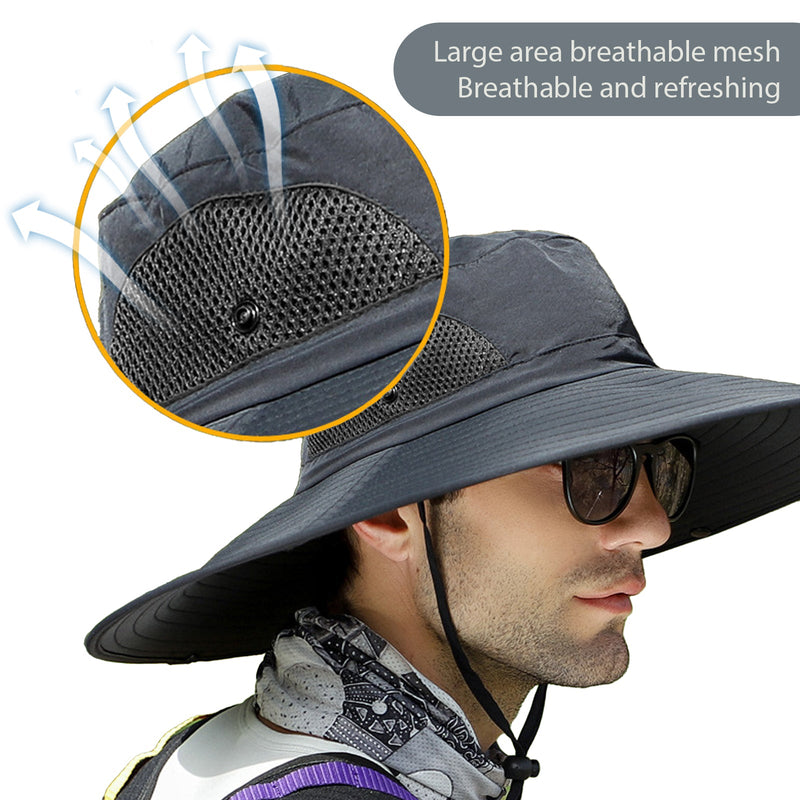 Mens Wide Brim Sun Hat - Sun Protection / Waterproof