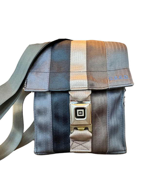 Upcycled Seatbelt Bag - Convertible Crossbody Knapsack w/Seatbelt Buckle | BLUE