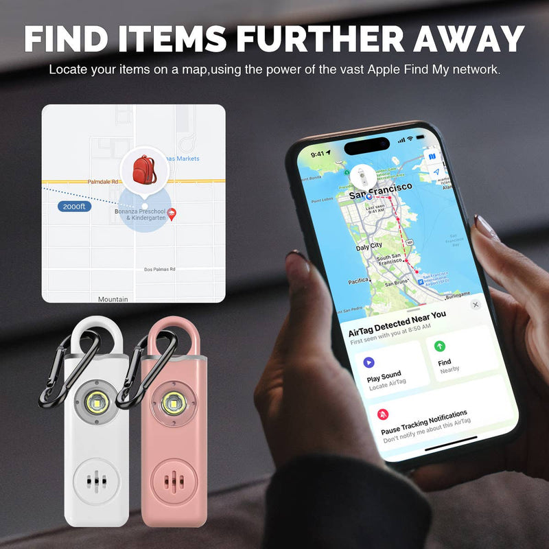 Tracking safety alarm | Apple find my | 130DB safety alarm: White