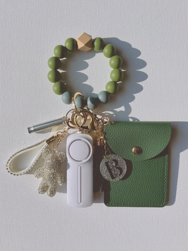Personal Safety Keychain Set Black Forest Green