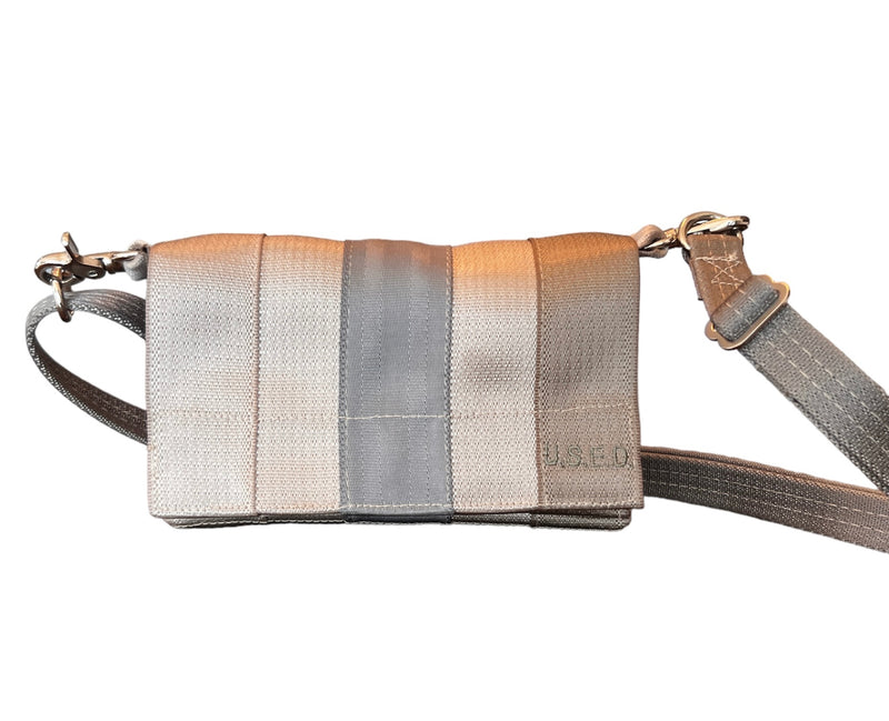 Upcycled Seatbelts Crossbody / Hip Bag | Beige Grey (Canada)