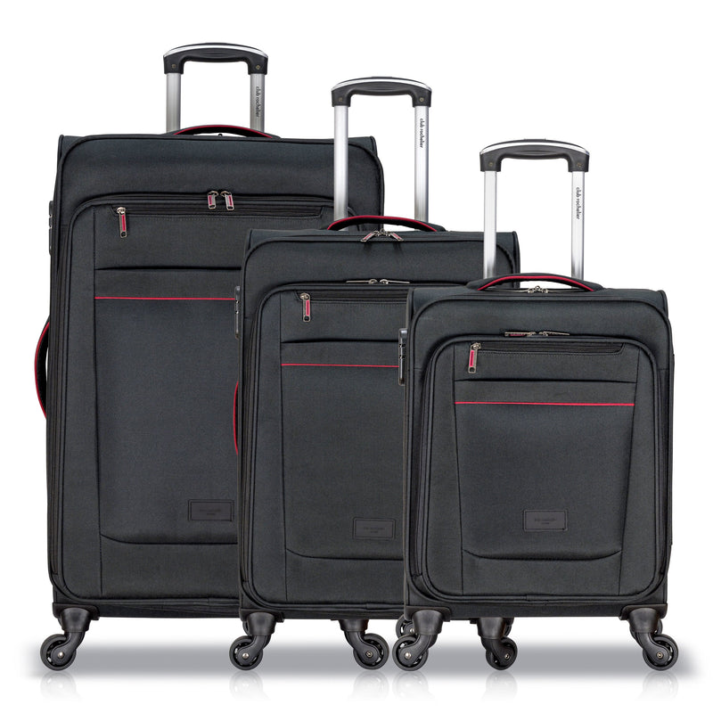 3Pc Set Soft Side Luggage w/ Contrast Piped Trim (Canada)