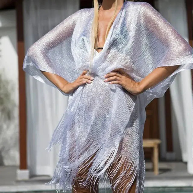 Metallic Mesh Beach Cover-Up
