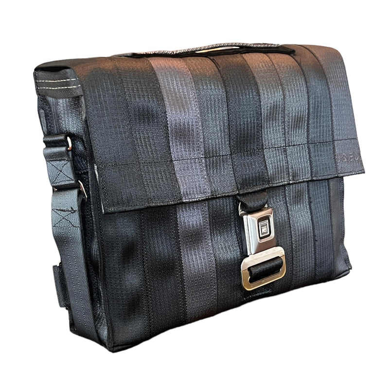 Upcycled Seatbelt Laptop Bag 13" | Black (Canada)