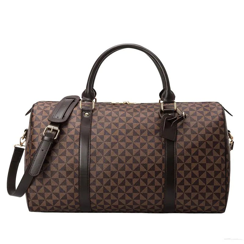 Stamped Faux Leather Duffel Bag