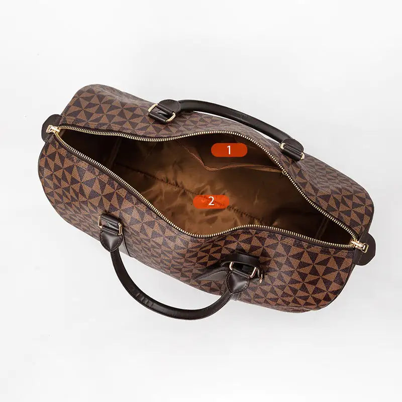 Stamped Faux Leather Duffel Bag