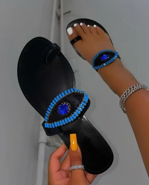 Protective Evil Eye Beaded Beach Sandals