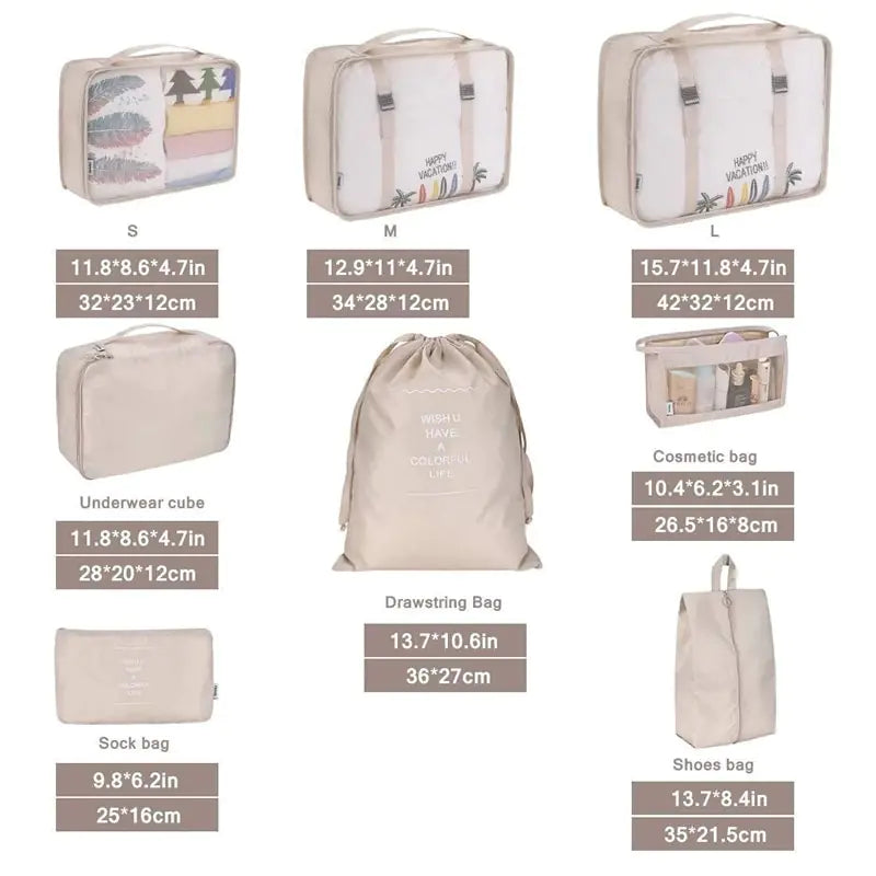 8Pcs/set Large Capacity Travel Organizer Kit