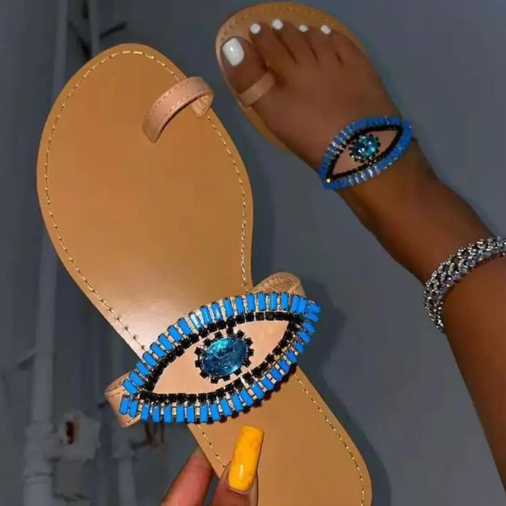 Protective Evil Eye Beaded Beach Sandals