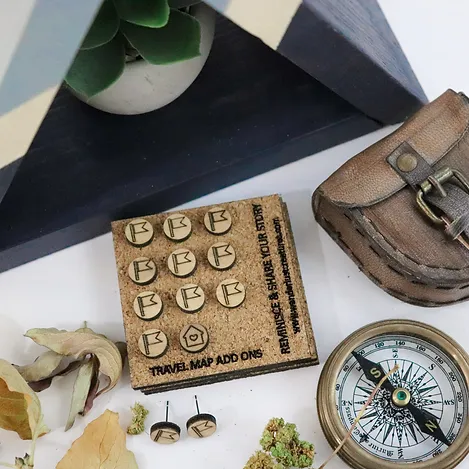 Geo Optik wood and cork world map