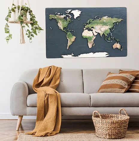 Geo Optik wood and cork world map