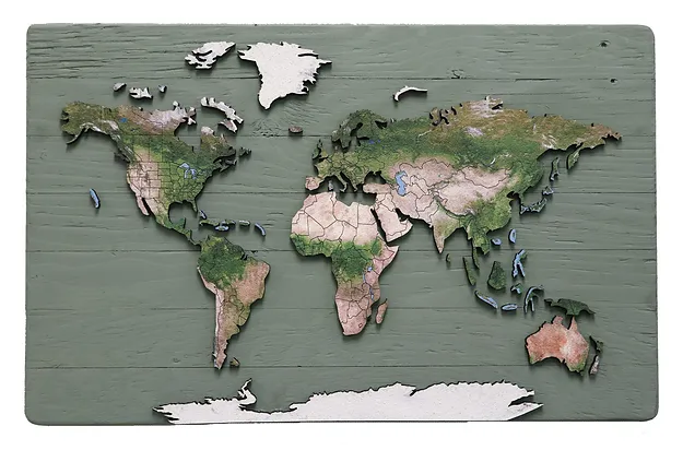 Geo Optik wood and cork world map