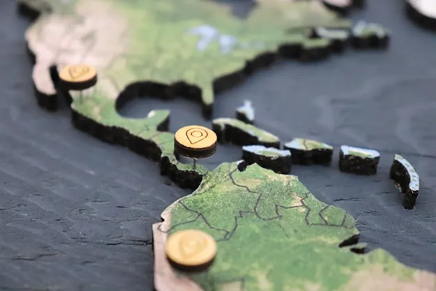 Geo Optik wood and cork world map