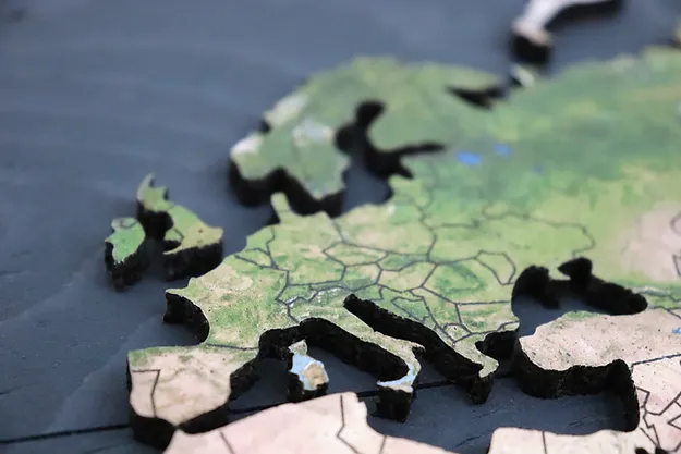 Geo Optik wood and cork world map