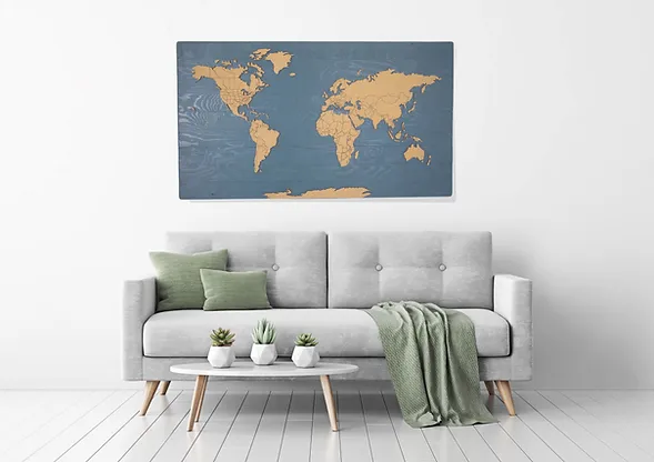 Charcoal Blue World Pin Map 48" x 27"