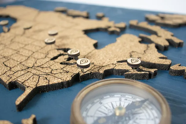 Charcoal Blue World Pin Map 48" x 27"