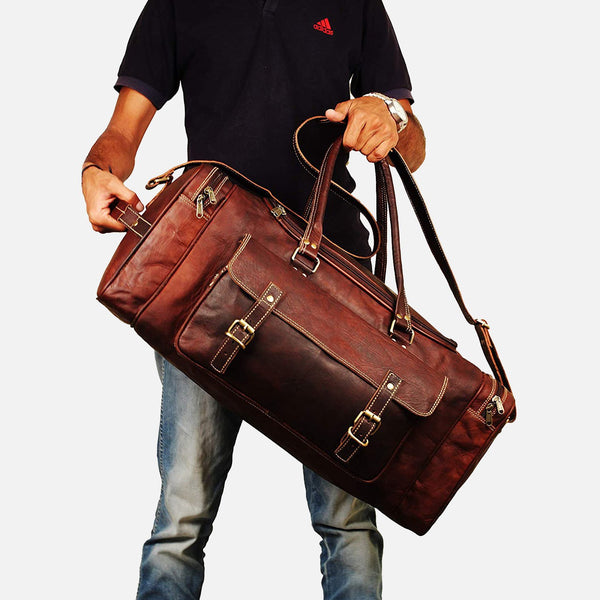 Men's Leather Weekend Travel Duffel Bag | India