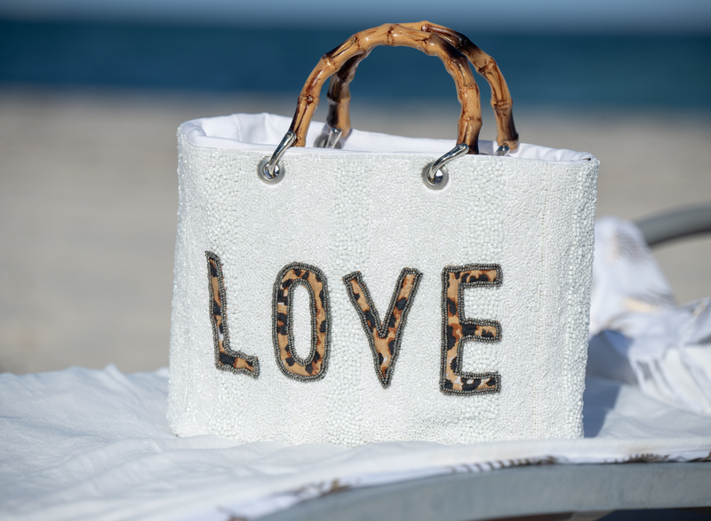 LOVE Pearl Hand-Beaded Beach Bag (India)