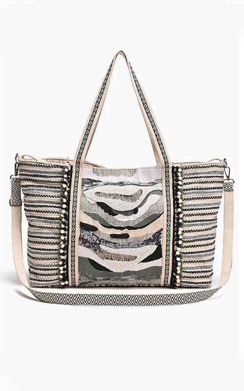 Hand Beaded & Sustainably Made Metallic Sands Tote | India