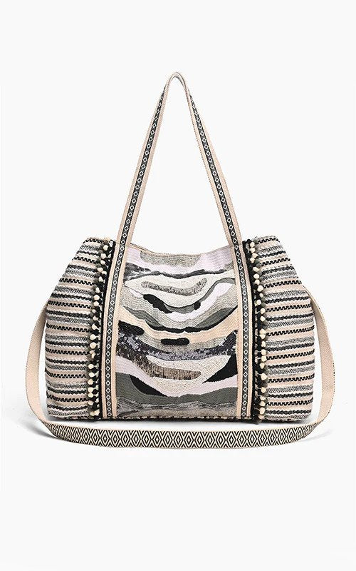 Hand Beaded & Sustainably Made Metallic Sands Tote | India