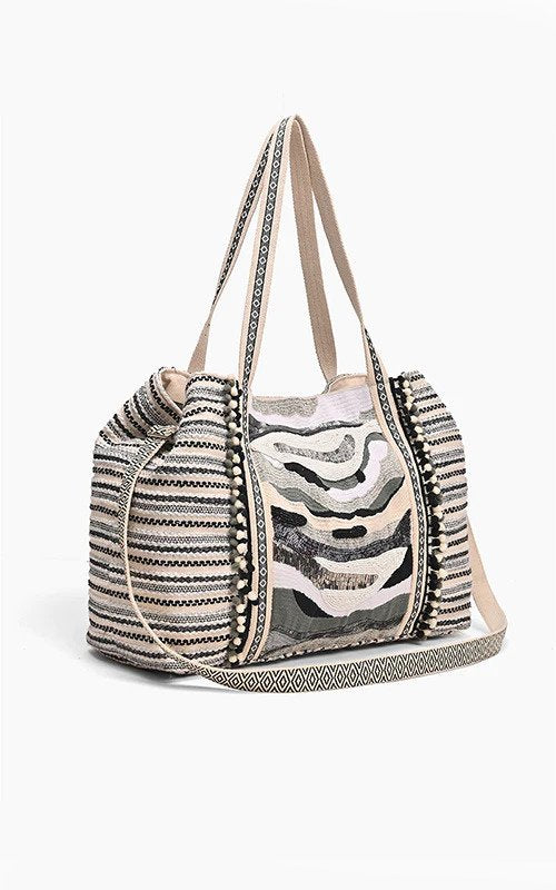 Hand Beaded & Sustainably Made Metallic Sands Tote | India