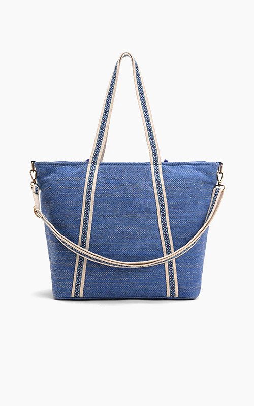 Hand-Beaded & Sustainably Made Tote Bag |Santorini Sky (India)