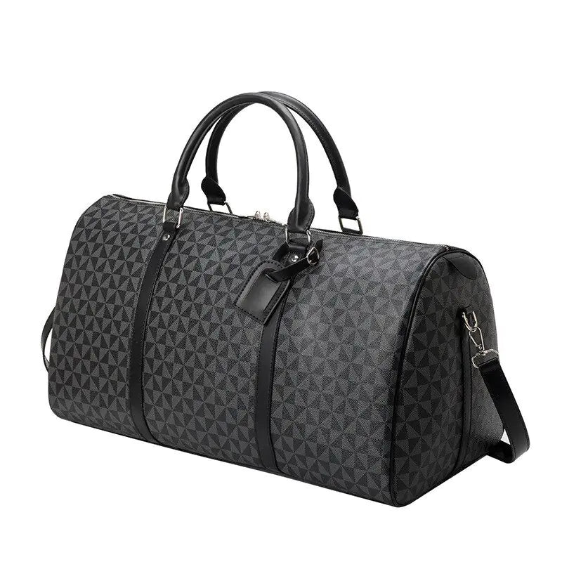 Stamped Faux Leather Duffel Bag