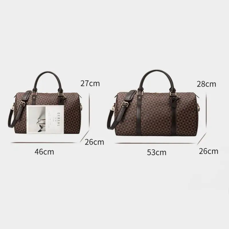 Stamped Faux Leather Duffel Bag