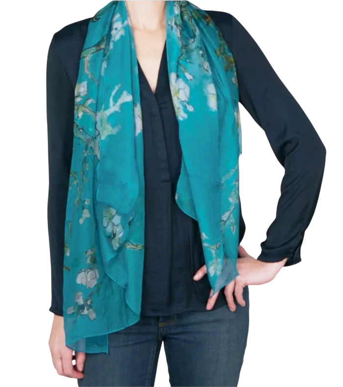 Silk Chiffon Scarf Almond Blossom