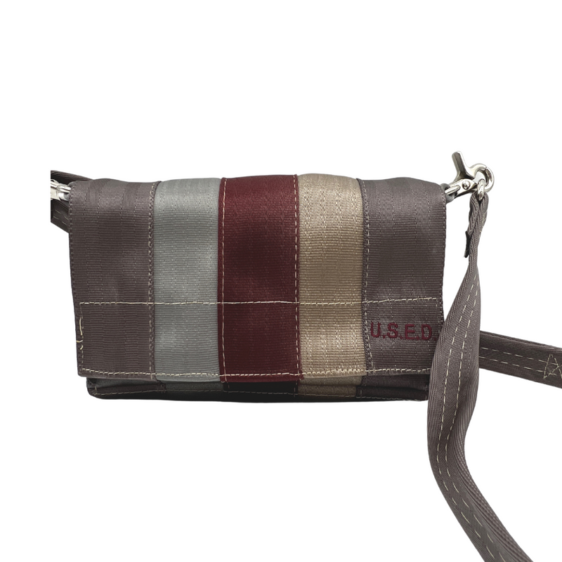 Upcycled Seatbelt Crossbody/Hipster Bag | Silver + Burgundy (Canada)