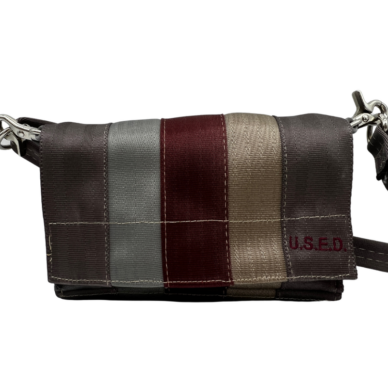 Upcycled Seatbelt Crossbody/Hipster Bag | Silver + Burgundy (Canada)