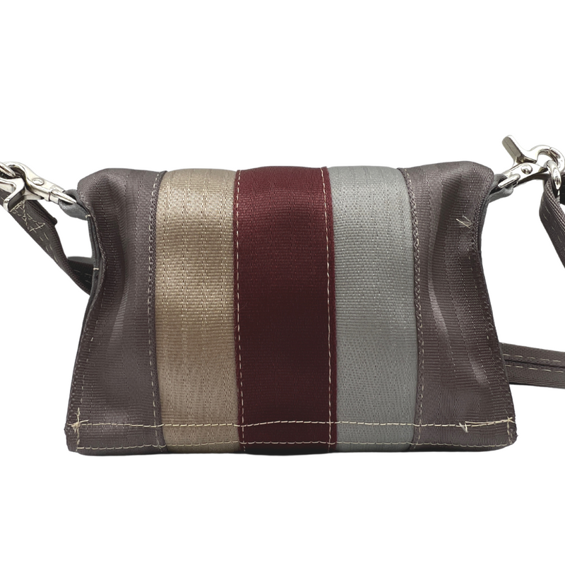 Upcycled Seatbelt Crossbody/Hipster Bag | Silver + Burgundy (Canada)