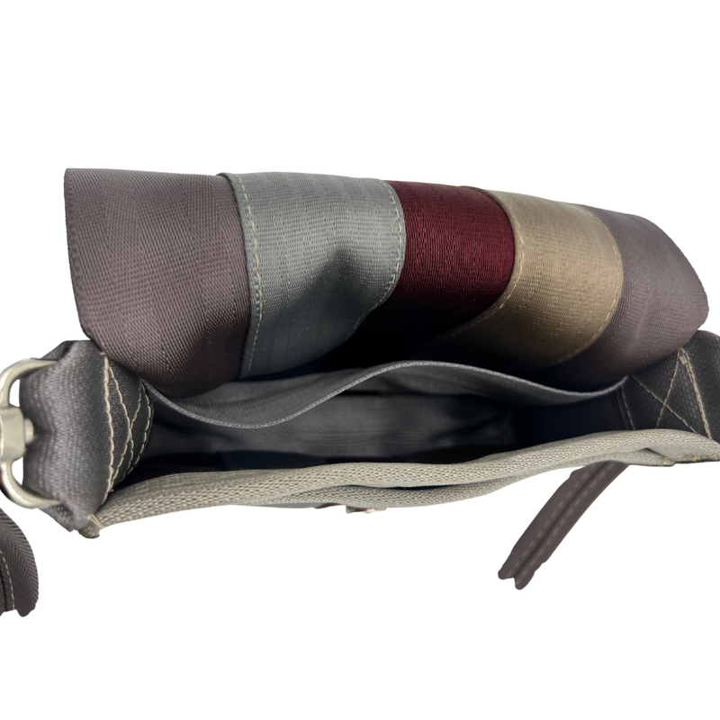 Upcycled Seatbelt Crossbody/Hipster Bag | Silver + Burgundy (Canada)