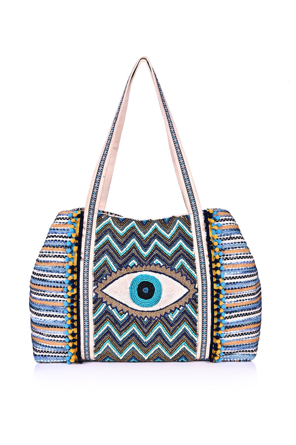 grecian nights evil eye totebag front