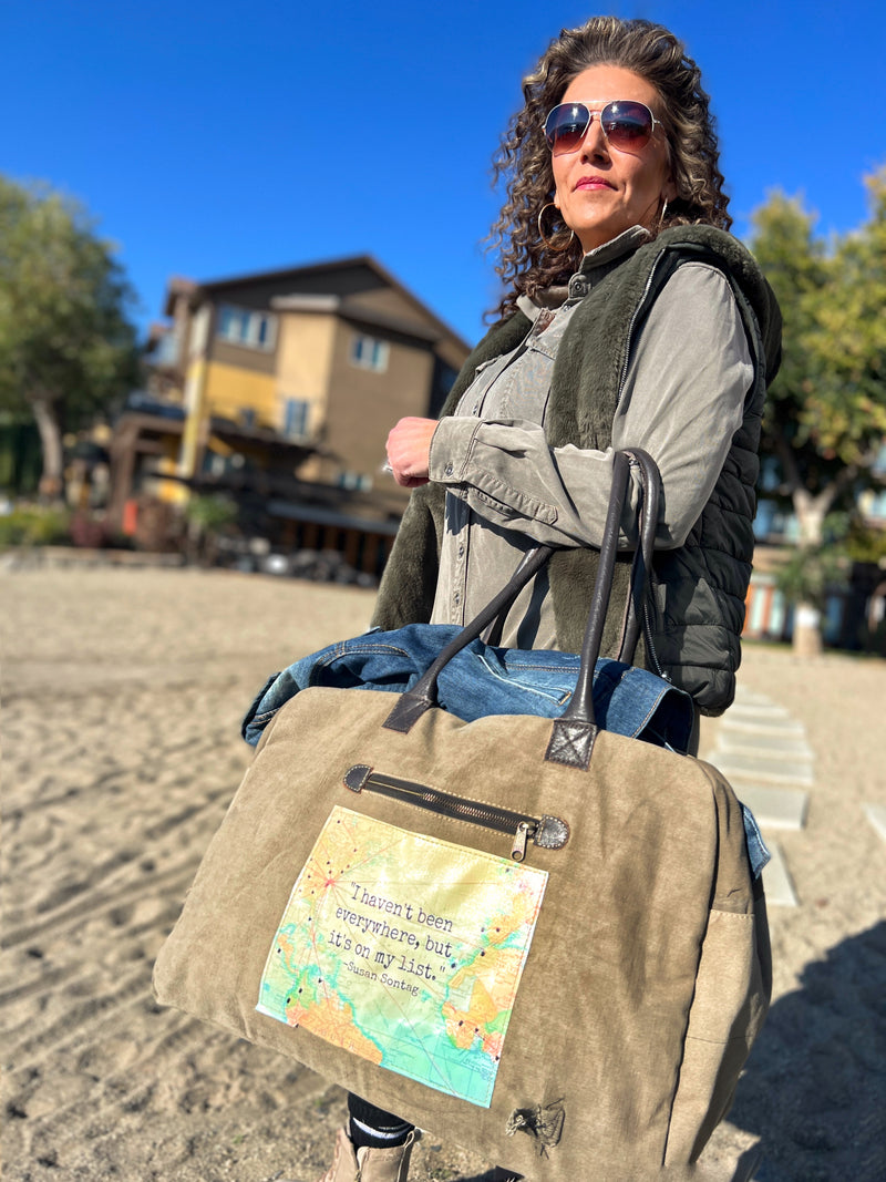 Recycled Military Tent Weekender Bag | I Haven't Been Everywhere But It's On My List