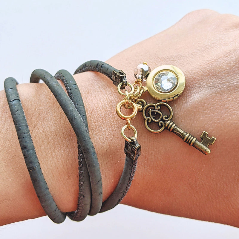 ROME | Vegan Cork Wrap Around Locket Necklace/Bracelet (Canada)
