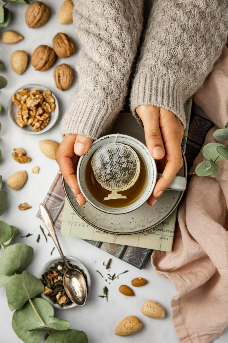 globe shaped tea bag