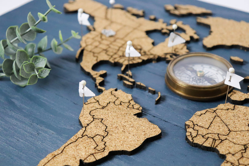 Geo Optik World Pin Map | Wood + Cork (Canada)