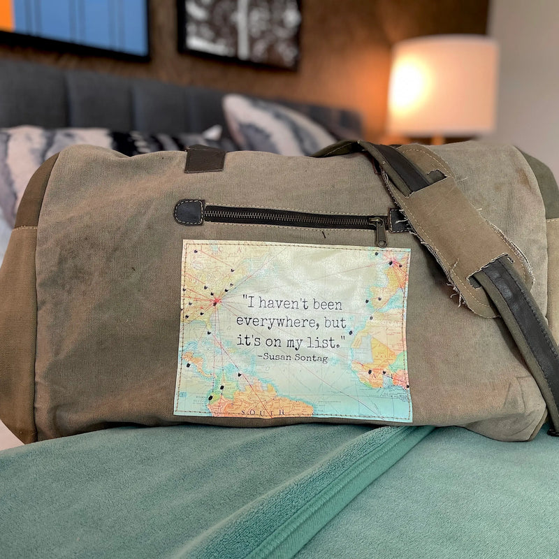 Recycled Military Tent Weekender Bag | I Haven't Been Everywhere But It's On My List